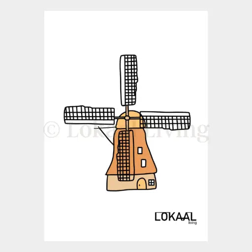 Wenskaart Molen - Premium Wenskaart incl. Envelop - set van 10 stuks