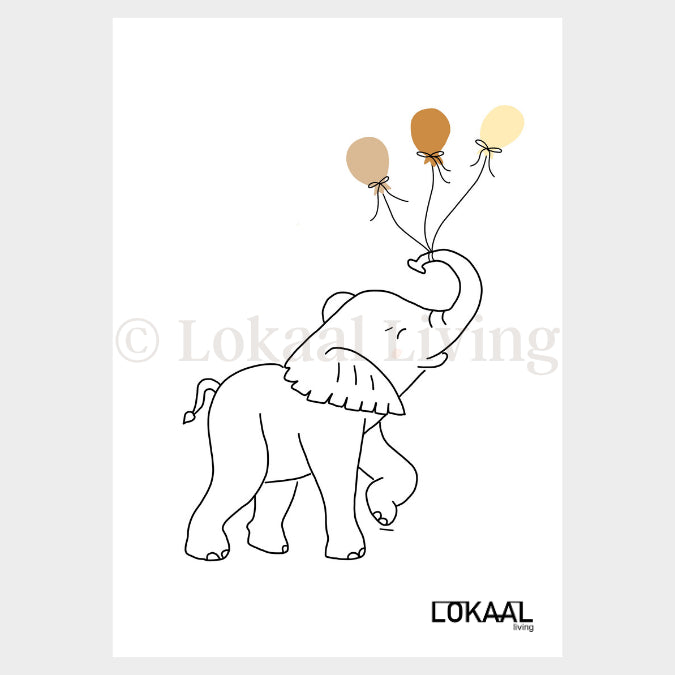 Wenskaart Olifant - Premium Wenskaart incl. Envelop - set van 10 stuks