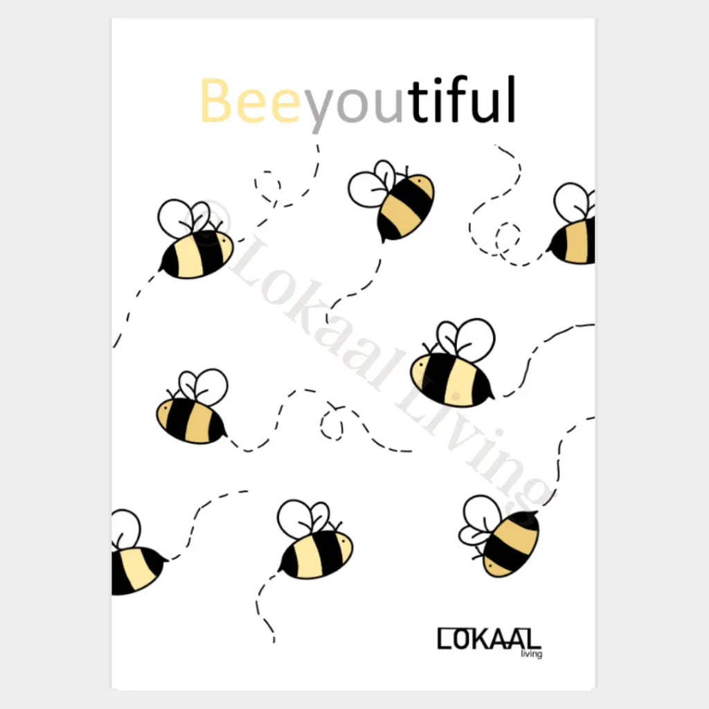 Wenskaart Beeyoutiful - Premium Wenskaart incl. Envelop - set van 10 stuks