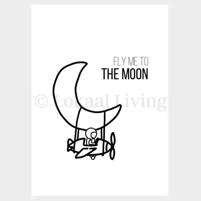 Wenskaart Fly me to the moon - Premium Wenskaart incl. envelop - set van 10 stuks
