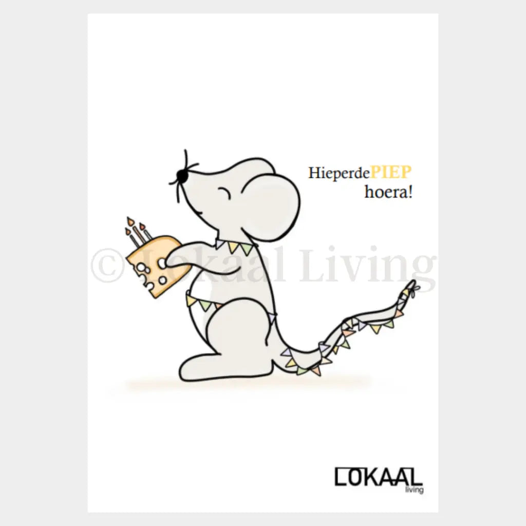 Wenskaart Hieperdepiep hoera - Premium Wenskaart incl. envelop - set van 10 stuks