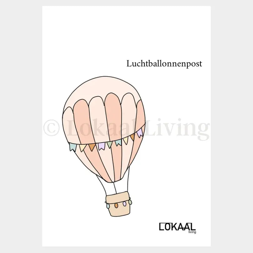 Wenskaart Luchtballonnenpost - Premium Wenskaart incl. Envelop - set van 10 stuks