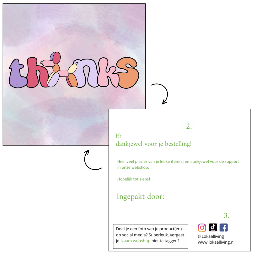 Bedankkaartje Thanks - set van 20 stuks