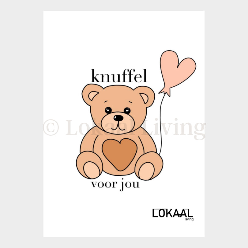 Wenskaart Knuffel voor jou - Premium Wenskaart incl. envelop - set van 10 stuks
