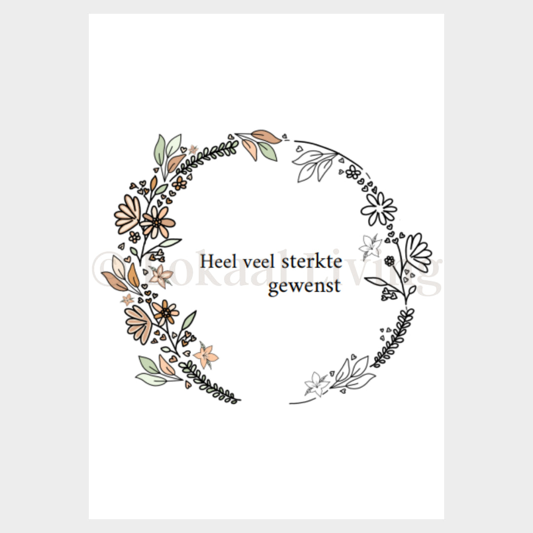 Wenskaart Sterkte gewenst - Premium Wenskaart incl. Envelop - set van 10 stuks