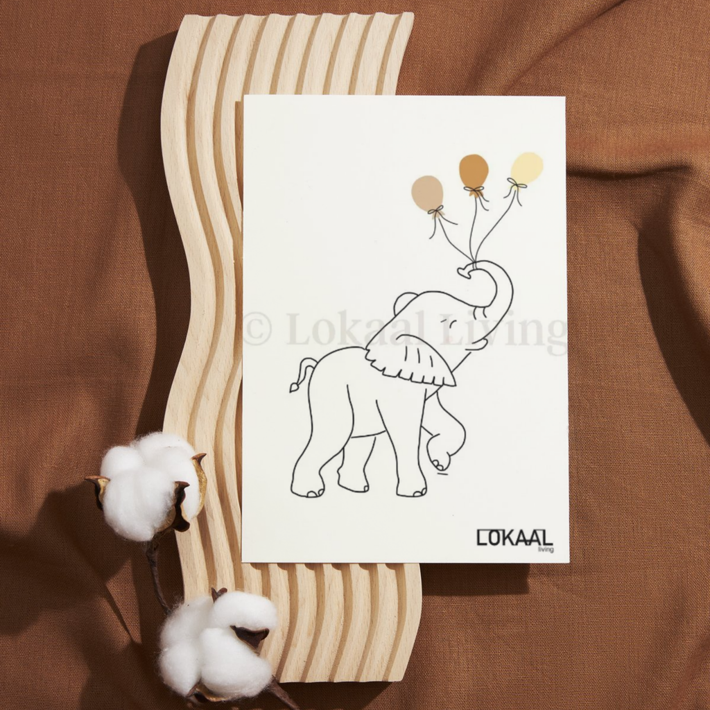 Wenskaart Olifant - Premium Wenskaart incl. Envelop - set van 10 stuks