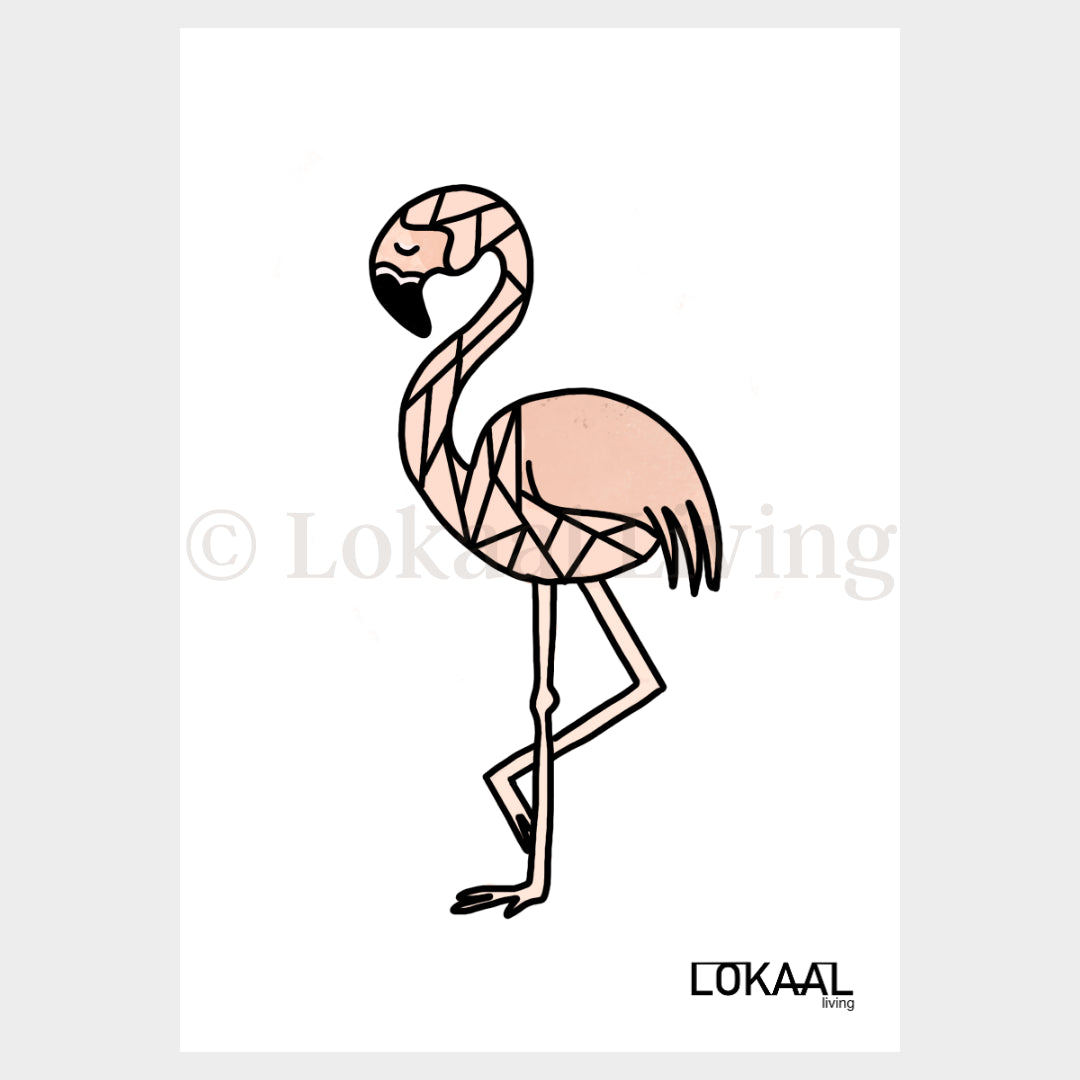Wenskaart Flamingo - Premium Wenskaart incl. Envelop - set van 10 stuks