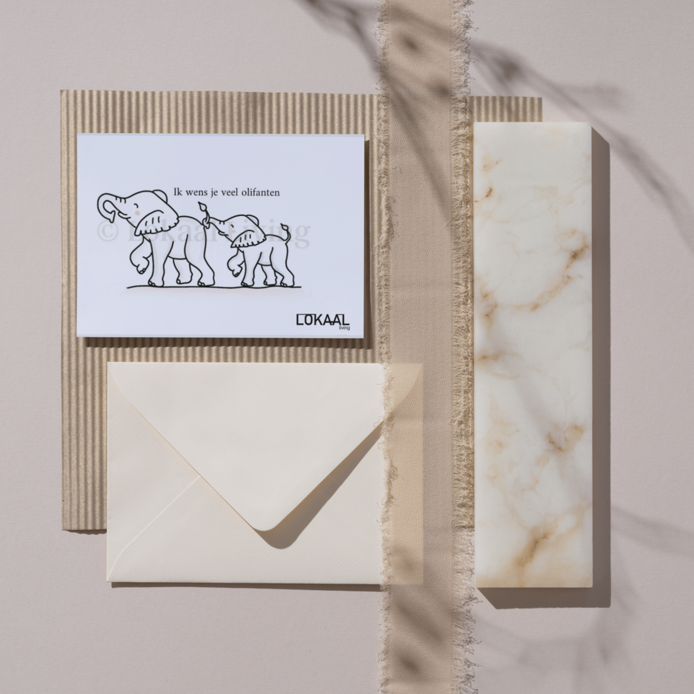 Wenskaart Ik wens je veel olifanten - Premium Wenskaart incl. envelop - set van 10 stuks